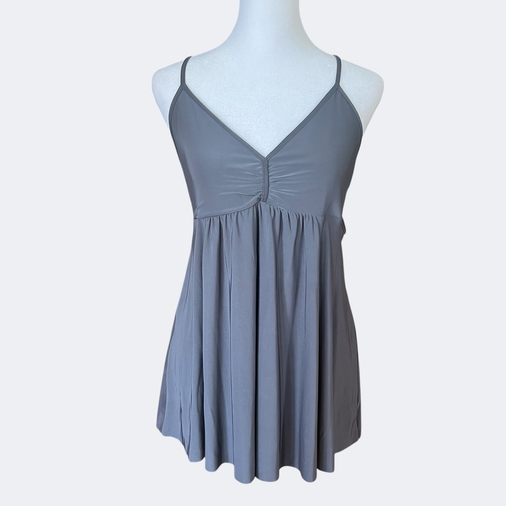 Express Babydoll‎ Top V-Neck Criss Cross Back Sleeveless Gray Size M